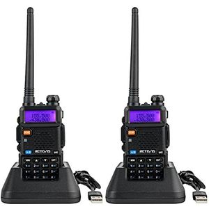 Retevis - RT5R - Walkie Talkie - Zwart - Dual Band FM, 128 Kanalen, Oplaadbare 1400 mAh Batterij
