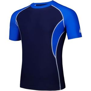 AMZSPORT Rash Guard T-shirt voor heren, uv-bescherming UPF 50+, T-shirt met korte mouwen, sneldrogend, voor zwemmen, surfen, vissen, hardlopen, 112050, marineblauw, M