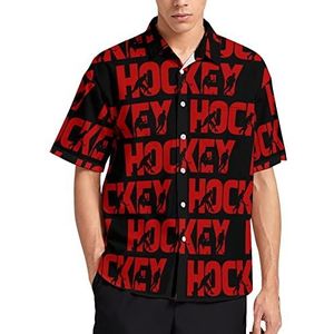 Hockeyspeler silhouet Hawaiiaanse shirt voor mannen zomer strand casual korte mouw button down shirts met zak