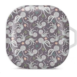 Underwater Ocean Octopus Oordopjes Hoesje Compatibel met Samsung Hard Shell Beschermhoes Wit-Stijl