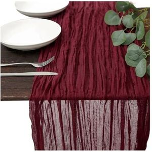Elegante Balinese Geplooide Kaasdoek Tafelloper Kerst Banketten Bogen Cake Decor Tafelsetting Dining Vintage Bruiloft (Claret)
