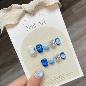 10 stuks handgemaakte pers op nagels kort draagbaar herbruikbaar professionele kunstnagels met strass diamant nagelkunst (Color : 812-L)