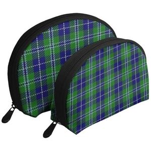 Make-uptas, cosmetische reistas 2 stuks draagbare clutch zakje set zakje organizer Schotse clan Douglas tartan, zoals afgebeeld, Eén maat