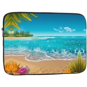Laptophoes voor vrouwen tropisch blauw zee strand print slanke laptophoes hoes notebook draagtas schokbestendige beschermende notebooktas 17 inch
