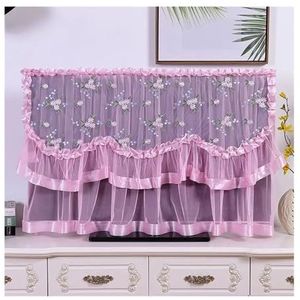 WLTYSM TV-hoes Schakel de tv in zonder de hoes te verwijderen stofkap volledig formaat tv-hoes compatibel met tv-scherm (roze, 57 inch)
