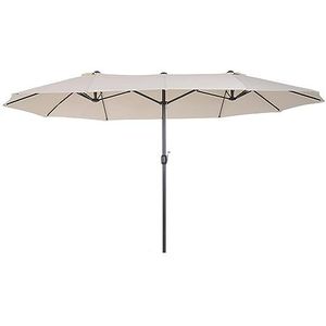 Outsunny parasol tuinparasol marktparasol dubbele parasol terrasparasol met zwengel ovaal metaal + polyester beige 460 x 270 x 240 cm