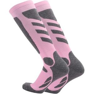 CVDYWDJIE 1 paar lange thermische sokken, sportsokken, antislip sokken, zachte en ademende sokken, warme skisokken, damessokken, Grijs Roze, M