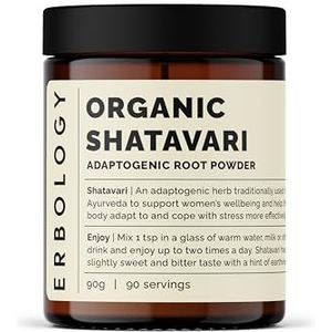 Erbology Biologisch Shatavari-poeder 90 g - 90 porties - duurzaam afkomstig rechtstreeks van boerderij in India - kleine partij - veganistisch - GMO-vrij