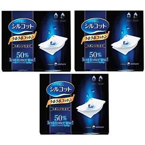 Unicharm Silcot Uruuru spons gezichtskatoen, 40 vellen per verpakking, gemaakt in Japan ([3 pakjes])