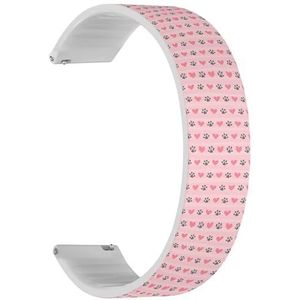 RYANUKA Solo Loop band compatibel met Ticwatch Pro 3 Ultra GPS/Pro 3 GPS/Pro 4G LTE / E2 / S2 (Dog Paw Cat Heart Love) Quick-Release 22 mm rekbare siliconen band band accessoire, Siliconen, Geen