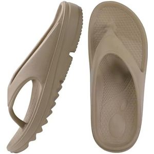 AHUFGN Sandalen Unisex Zachte Wolk Slippers Platform Flip Flops Vrouwen Zomer Strand Sandalen Met Boog Ondersteuning Antislip Badkamer Slides, Khaki B, 44(26.5cm)