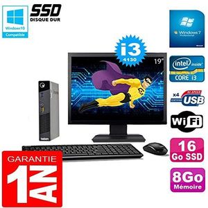 Lenovo Ultra Mini PC M73 USFF Tiny Core I3-4130 8 GB 16 GB SSD WiFi W7 Display 19 inch (gereviseerd)