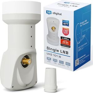 hb-digital Single LNB (test zeer goed *) LNC hoofd 1 deelnemer Direkt LTE Protected Satelliet Digital Satelliet Full HD TV 3D 4K UHD contacten verguld weerbestendig wit wit
