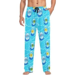 LI ZHI XIN Heren Pyjama Broek Lange Pyjama Bodem Lente Herfst Dunne Losse Stijl Elastische Taille Tie Strap Met Zak S-XXL Geometrische Cirkel Bloem, Meerkleurig, S