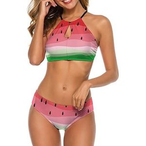 Grappige watermeloen regen dames bikini sets tweedelig badpak spaghettibandjes badpak zomer strand