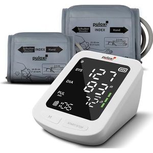Pulox - BP-100 - Bovenarm Bloeddrukmeter - Volautomatische Meting - Inclusief 2 Manchetten - Geheugenfunctie voor 199 Metingen