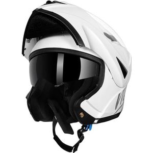 WESTT Torque Motorhelm, integraalhelm, wit, opvouwbare motorhelm, schokbestendige motorhelm, integraalhelm voor heren en dames, scooterhelm, ECE-gecertificeerd, maat L (59-60cm)