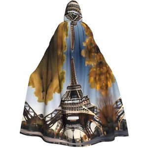 Cityscape Parijs Eiffeltoren Frankrijk print Mannen Hooded Mantel, Volwassen Cosplay Mantel Kostuum, Cape Halloween Dress Up, Hooded Uniform