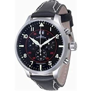 Zeno Watch Basel herenhorloge analoog kwarts met lederen armband 6221N-8040Q-a17