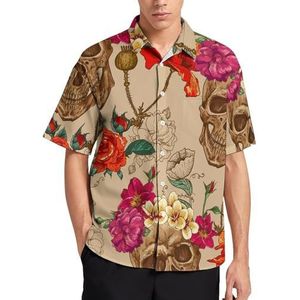 Mexicaanse suiker schedel bloemen zomer heren shirts casual korte mouw button down blouse strand top met zak 4XL