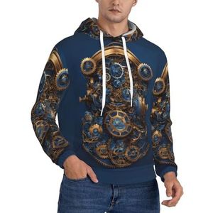 Jkkghll Gears Klok Brons Eeuw Print Mannen Hooded Warme Lichtgewicht Trui Voor Winter Herfst En Lente Casual Wear, Zwart, XS