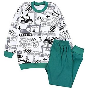 TupTam Jongens Pyjama Set Lange Mouw Nachtkleding Tweedelig, Graafmachine/Groen, 140