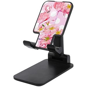Mooie Flamingo Vogel Polka Dot Verstelbare Mobiele Telefoon Stand Opvouwbare Tablet Houder Desktop Accessoires Voor Smartphones