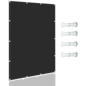 Zonneschermzeil voor Gazebo 2.5 x 5.5 m Waterdicht Vierkant 220g/M²Pes Luifelzeil, Zonnebrandcrème UV-scherm met Nylon Touw, voor Buitentuin Yard Balkons, Zwart