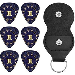 Gemini Horoscoop Cirkel Gitaarplectrums Gitaar Plectrums Unieke Gift voor Bass, Elektrische & Akoestische Gitaren 0.46mm