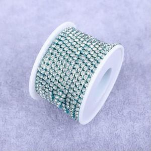 Kristal 10 Yard Strass Trim Steen Cup Ketting Goud Diamant Strass Decoratieve Applicatie Kristallen Versieringen Voor Jurken-Kristal-Blauw-SS8-10Yard