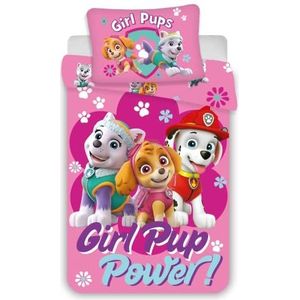 PAW Patrol Baby Dekbedovertrek, Girl Pup Power - 100 x 135 cm + 40 x 60 cm - Katoen