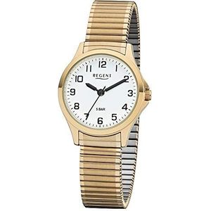 Regent dames analoog Miyota 2035 horloge met lederen armband 12300089, goud, armband
