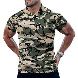 Groene Camouflage Gun Wapen Grappige Mannen Polo Shirt Korte Mouw T-shirts Klassieke Tops Voor Golf Tennis Workout