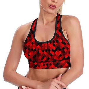 Rode Halftone Schaal Patroon Ademend Sport Bras Voor Vrouwen Draadloze Workout Yoga Vest Ondergoed Racerback Crop Tank Top XL