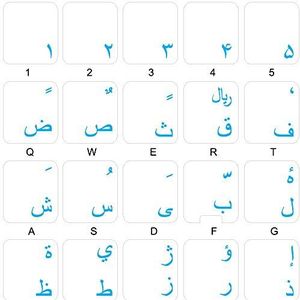 4Keyboard FARSI (Perzisch) toetsenbord sticker met blauwe letters transparante achtergrond