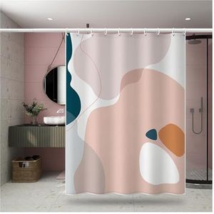 GSJNHY Douchegordijn wind abstracte kunst douchegordijn waterdicht polyester stof bad gordijn morandi kleurblok gordijnen voor badkamer decor (kleur: 1, maat: B 150 x H 180 cm)