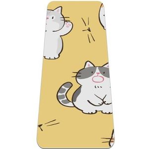 Premium TPE-yogamat - milieuvriendelijke en antislip oefenmat voor thuisgymnastiek en yogapraktijk met extra demping, 24 x 72 inch schattige katten