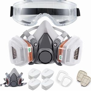 goambuy 26 ni 1 adembeschermingsmasker, herbruikbaar, stofmasker, lakmasker met filter, fijnstofmasker, adembeschermingsmasker, gassen, dampen voor lakken, dampen, 20 x filterwatten