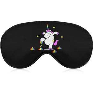 Roze grappige eenhoorn kicks regenboog poep slaapmasker met verstelbare riem, comfortabel zacht oogmasker slaaphulp, lichtblokkerende oogmaskers