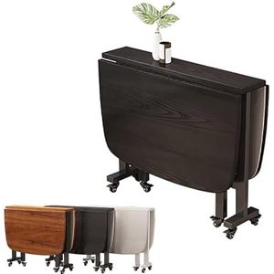 Opvouwbare eettafel - Houten rechthoekige vlindertafel met blad, uitschuifbaar en ruimtebesparend met wielen voor kleine ruimtes(C,100 * 60cm)