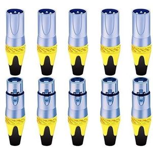20 stuks/10 sets 3-pins XLR stekker microfoon MIC-stekker & vrouwelijke jack adapter 6 kleuren beschikbaar kabel terminal solderen (kleur: 10 x M 10 x F-geel)
