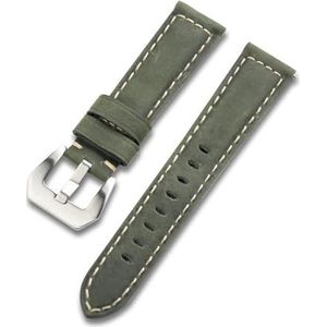 Jeniko Moderne Lederen Horlogeband Band 20mm 22mm 24mm Zwart Bruin Rood Mannen Armband Horlogebanden Blet Accessoires Stalen Gesp (Color : Dark green, Size : 24mm)