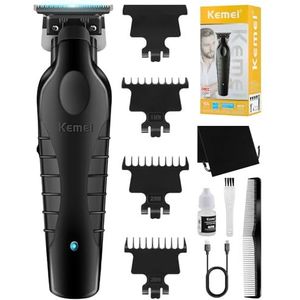 KEMEI Professionele Draadloze Tondeuse Elektrische Baard Trimmers Kapper Haar Stekken Kit, Zero Gapped T Blade, KM-2299, Zwart