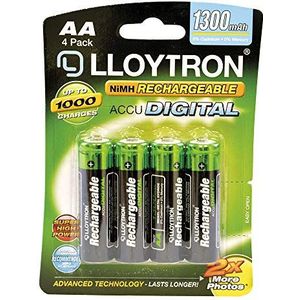 LLOYTRON NiMH oplaadbare AccuDigital batterijen/AA Size / 1300mAh / 4 Pack - B012