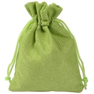 Jute zakken, jute zakken 100 stuks linnen tas trekkoord natuurlijke jute tas geschenkzak sieraden verpakking bruiloft snoep kerstfeest doek opbergtas kaki (kleur: fluorescerend groen, maat: 9 x 12 cm