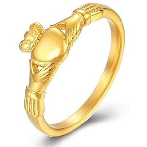 ForTitanium stalen ring Scandinavische traditionele trouwring Unisex stijl paarringen for mannen en vrouwen (Color : Golden, Size : 8#)