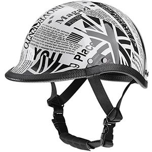 Motorhelm met laag profiel, DOT-gecertificeerde heren en dames Retro Skull Cap-stijl Open halve helm voor scooter Street Cruiser Moped Chopper Decoration
