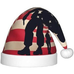 SSIMOO Us Military Soldiers Patriottic Memorial Day Heerlijke kinderen pluche kersthoed - vakantie decoratieve hoed voor feesten, feestelijk plezier en meer