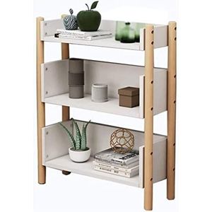 Boekenplank Eenvoudige Boekenplank Staande Boek Organizer Boekenkast Rek Woonkamer Balkon Vloer Plank School Boek Planken Boekenkast (Color : White, Size : 3 Tiers)