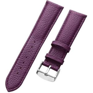 YingYou Lederen Band Dames Zacht Leer Lychee Graan Koeienhuid Horlogeband Heren Waterdicht 14 16 18 Mm Horlogeketting Accessoires (Color : Purple, Size : 22mm)